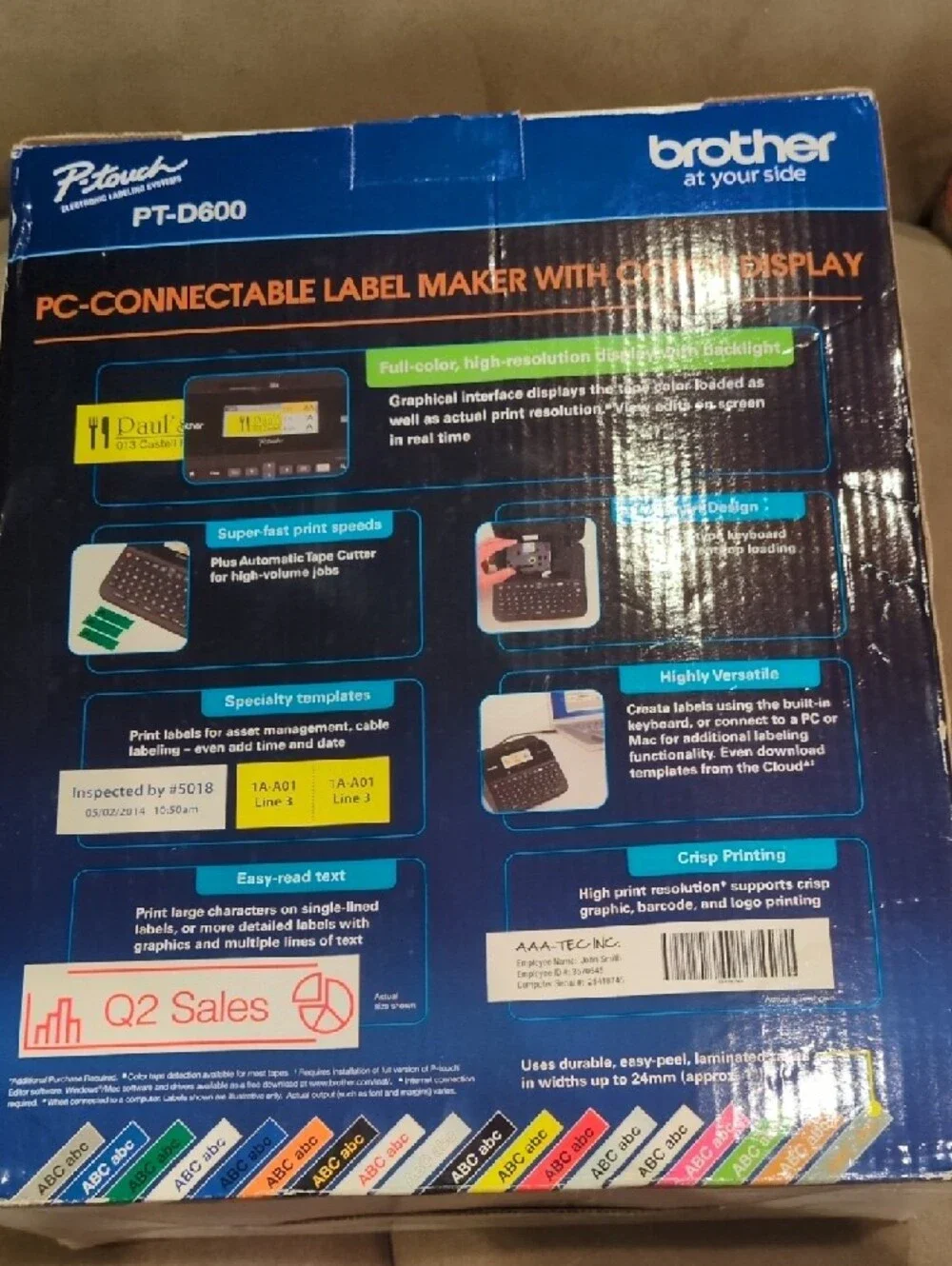 Brother PT-D600 Label Maker - Black and Blue